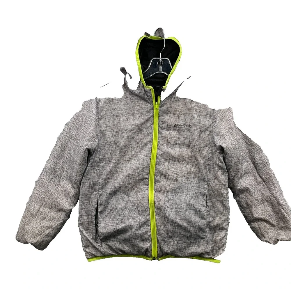 Eddie Bauer Goose Puffer Jacket Kids M 10-12 Reversible Outdoor Hike Camp Snow